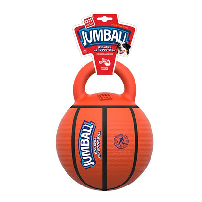 Big Dog Inflatable Ball in vibrant orange with sturdy grip handle, designed for active play and training.