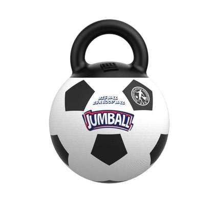 Big Dog Inflatable Ball designed for energetic pets, featuring a unique soccer shape and comfortable grip handles.