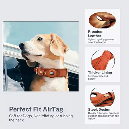 Beagle wearing the Apple Tracker Leather Harness, showcasing premium leather and a sleek, comfortable design.